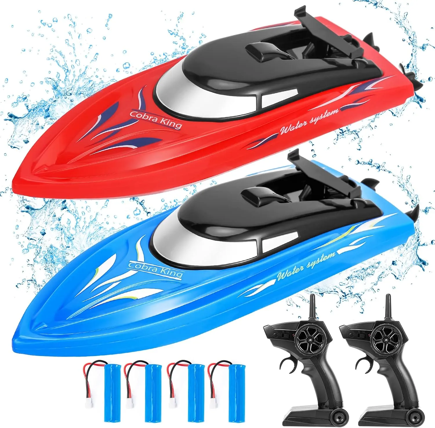 Control Boats with LED Light - for Kids and Adults - 2.4GHz High Speed Remote Control Boats - Fast RC Boats for Pools and Lakes - Includes 4 Rechargeable Batteries 2 Pack RC Boat settle environmentalist - 20 /10  MPH Remote 