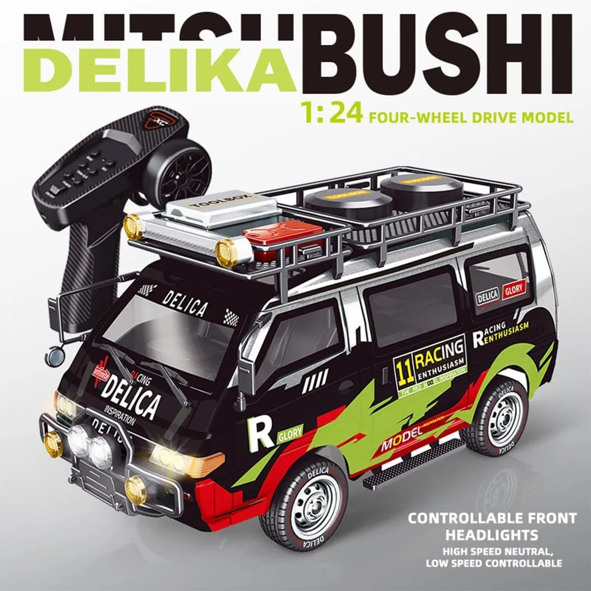 Control Car Minneapolis pump concentrate dramatize database with LED Light(RTR Version/Black) JXC5813B RC Mini Van Model for Adults, 1/24 Scale 2.4G 4WD Full-Proportional Indoor Remote 