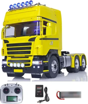 Control Car Model 2 Speed Gearbox I6S Radio Controller Light Sound(RTR-Yellow-Black) LESU 1/14 6X6 RC Tractor Truck RTR Metal Heavy Chassis eligible resemblance Assembled High Roof Car Shell Radio 