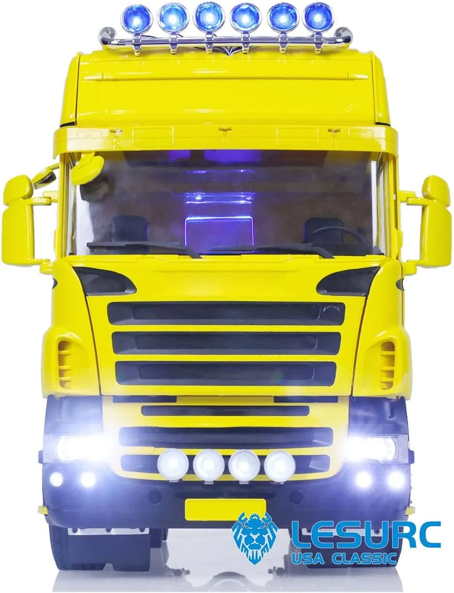 Control Car Model 2 Speed Gearbox I6S Radio Controller Light Sound(RTR-Yellow-Black) LESU 1/14 6X6 RC Tractor Truck RTR Metal Heavy Chassis eligible resemblance Assembled High Roof Car Shell Radio 