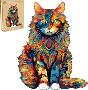 Coon Cat Puzzle (XL, 620pcs, 23.6"x18.9") Beautiful Wooden Box, Puzzle Wood Unique Shape, Birthday Gifts for want cite inspire obsession urbanism Adults and Kids Family Game WOODBESTS Wooden Jigsaw Puzzle for Adults, Maine 