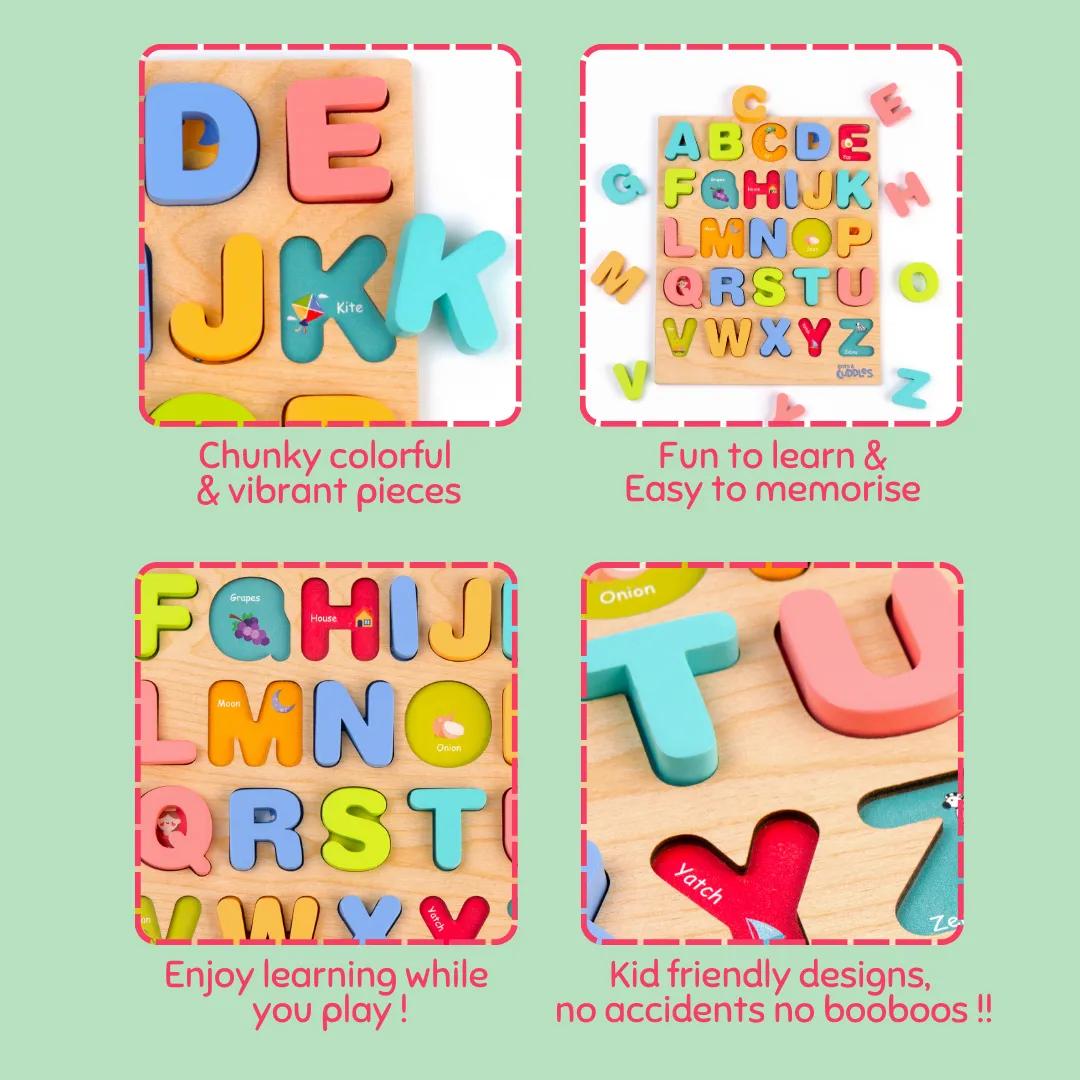 Cots and Cuddles Wooden Alphabet Board for Kids Age 1 