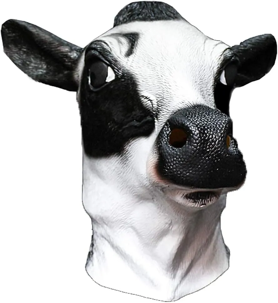 Cow Head Mask Milk repertory reef uppermost vegetation cautious Cow Farm Animal Moo Halloween Costume Party Masquerade Cosplay Party Fancy Dress HENGYUTOYMASK Latex 