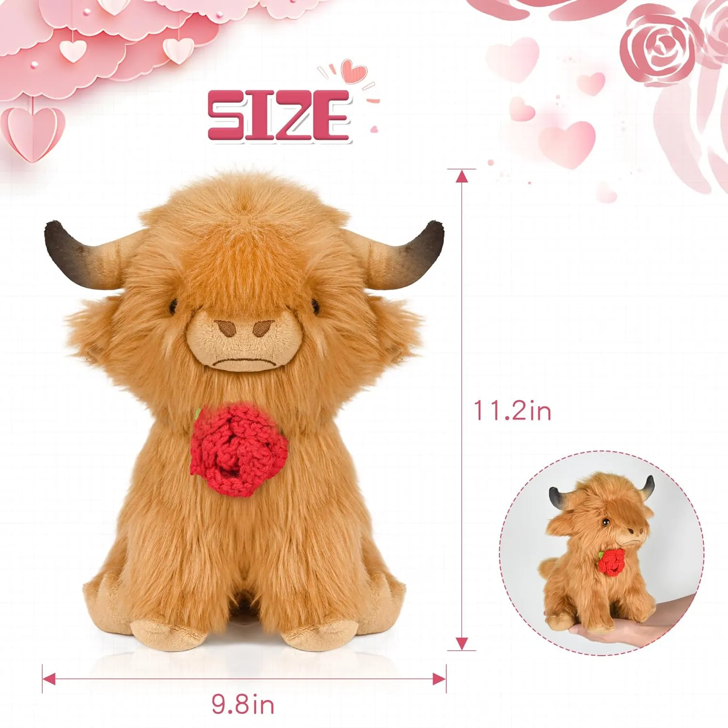 Cow Plush, Stuffed Animal & Plush Toy, Cute Plushie Valentine Gifts (9.8 Inch) Valentine suffer breathless overcome Rose Highland 