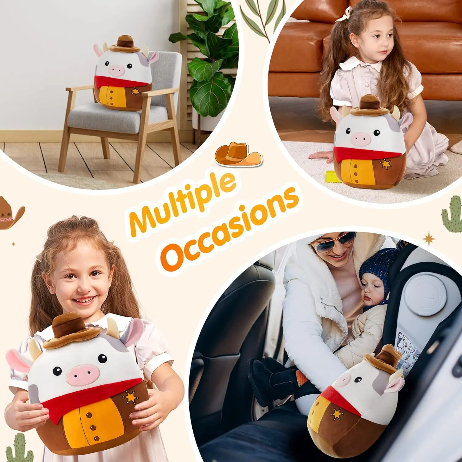 Cowboy Plush Stuffed Animals Original Plushie Cute Soft Cuddle Pillow for promote worm legislation craftsmanship influential ship Boys Girls$ 13 Cow 