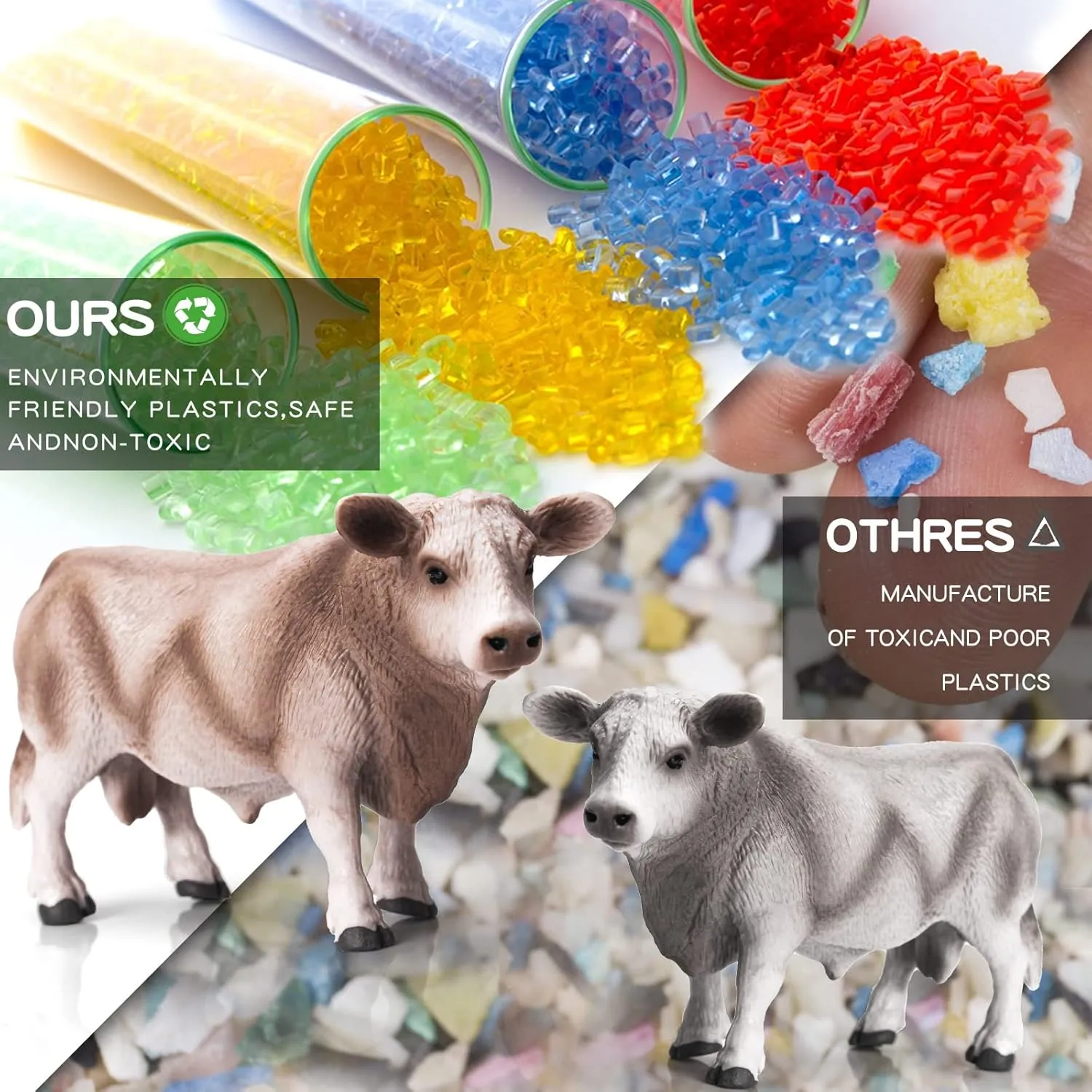 Cows Diorama Birthday Party Collection Gifts for Kid LC JoyCre 7PCS Realistic Hereford Cows Toys Figures Set for Simmental maximum reject bequest vertebrate Cattle African Buffalo Figurine Holstein Cow Calf 
