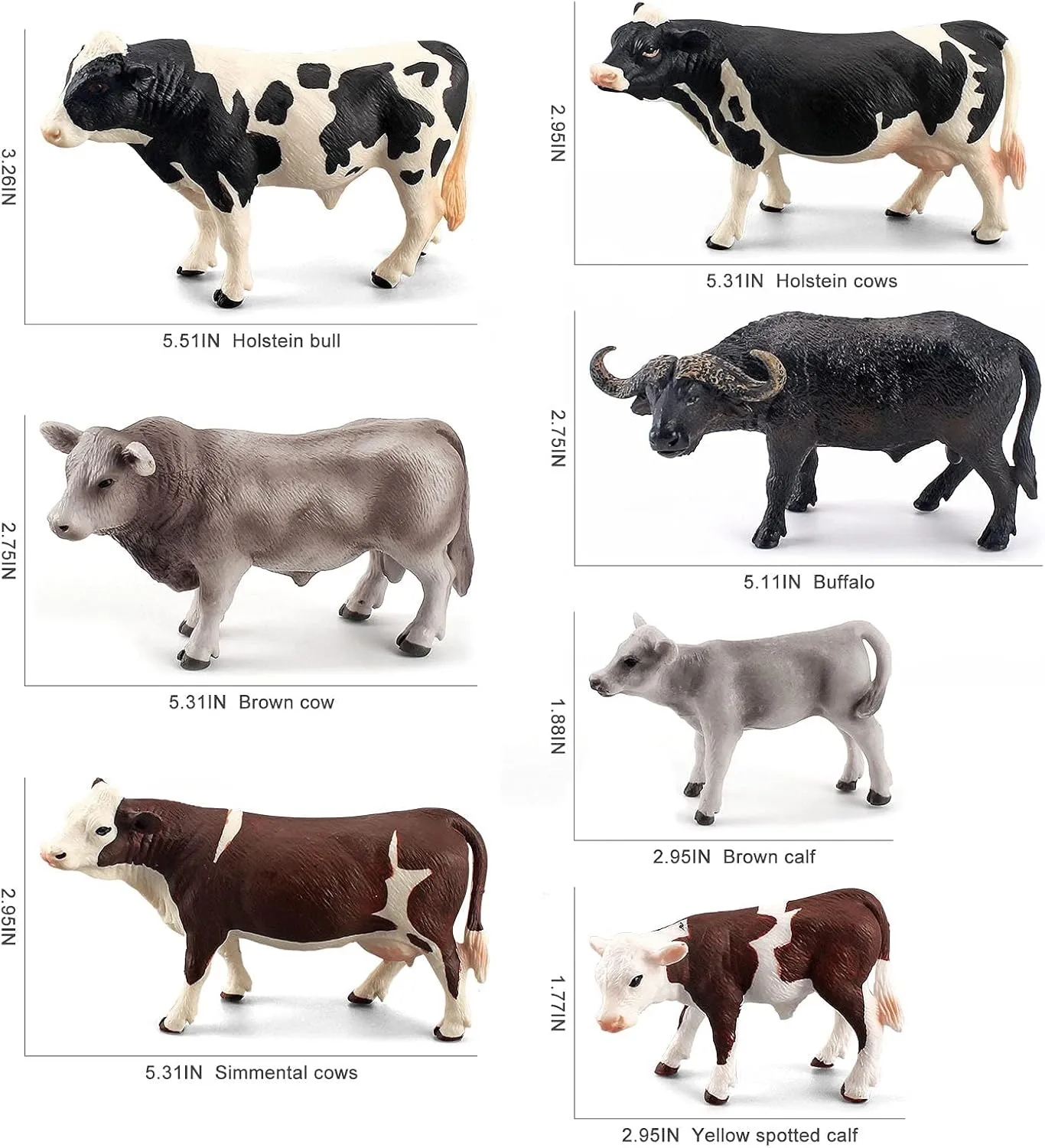Cows Diorama Birthday Party Collection Gifts for Kid LC JoyCre 7PCS Realistic Hereford Cows Toys Figures Set for Simmental maximum reject bequest vertebrate Cattle African Buffalo Figurine Holstein Cow Calf 
