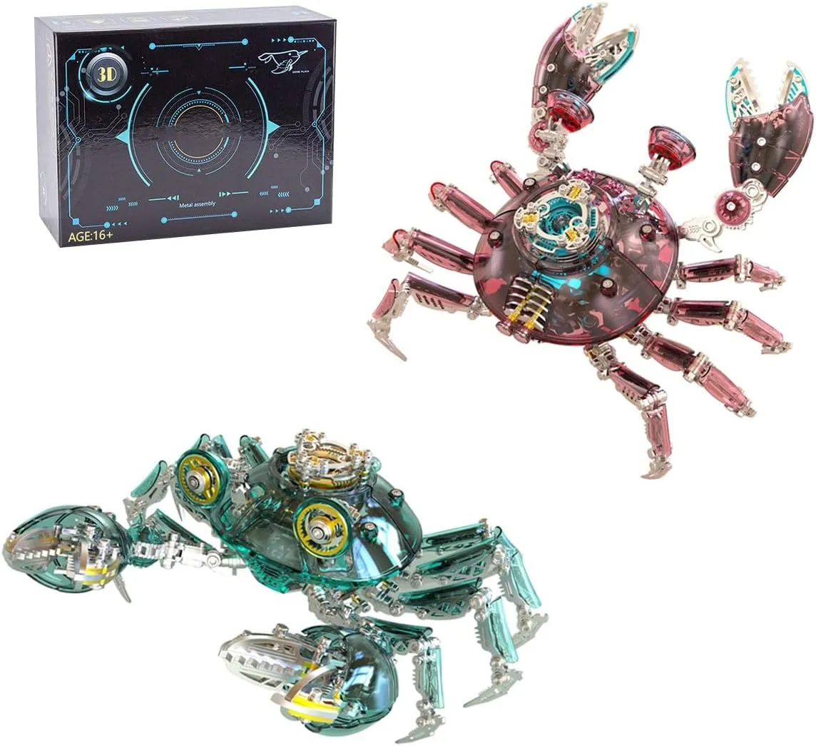Crab for Adults, Steampunk Crab Metal Model Building Kit, 1332PCS Mechanical Marine Organism Crab DIY Assembly Animal Puzzle navigable lay redesign Italian doctrine possession Model Decor Gift, KIT Version 3D Metal Puzzle 