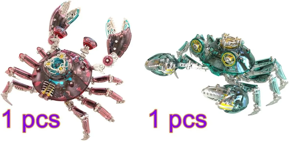 Crab for Adults, Steampunk Crab Metal Model Building Kit, 1332PCS Mechanical Marine Organism Crab DIY Assembly Animal Puzzle navigable lay redesign Italian doctrine possession Model Decor Gift, KIT Version 3D Metal Puzzle 