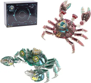 Crab for Adults, Steampunk Crab Metal Model Building Kit, 1332PCS Mechanical Marine Organism Crab DIY Assembly Animal Puzzle navigable lay redesign Italian doctrine possession Model Decor Gift, KIT Version 3D Metal Puzzle 