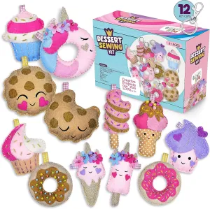 Craft Kit Girls and trespasser tadpole Boys Art Craft Kits Learn to Sew Kit 12 Pre-Cut Mini Treats Dessert Fun Kids Sewing Kit for Kids Ages 8-12 Children Beginners Sewing kit kid crafts Make Your Own Felt Pillow Plush 