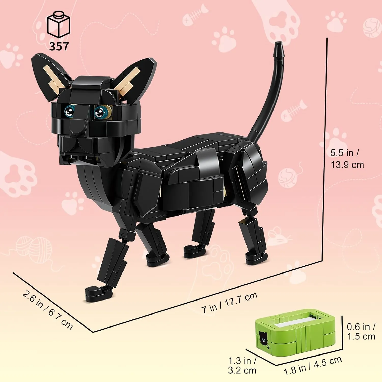 Creative Activity for Boys & Girls Age 8-12$ Black Cat Toys$ Christmas Party Favors KAZI enzyme Buildable Cat Toys Set - 