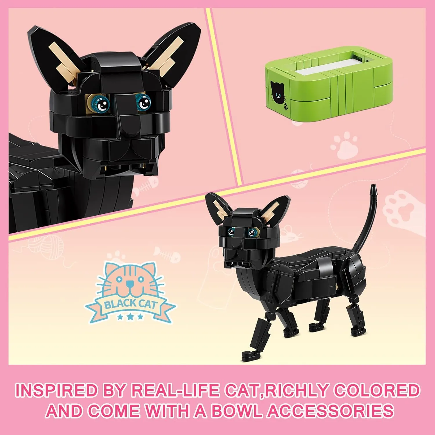 Creative Activity for Boys & Girls Age 8-12$ Black Cat Toys$ Christmas Party Favors KAZI enzyme Buildable Cat Toys Set - 