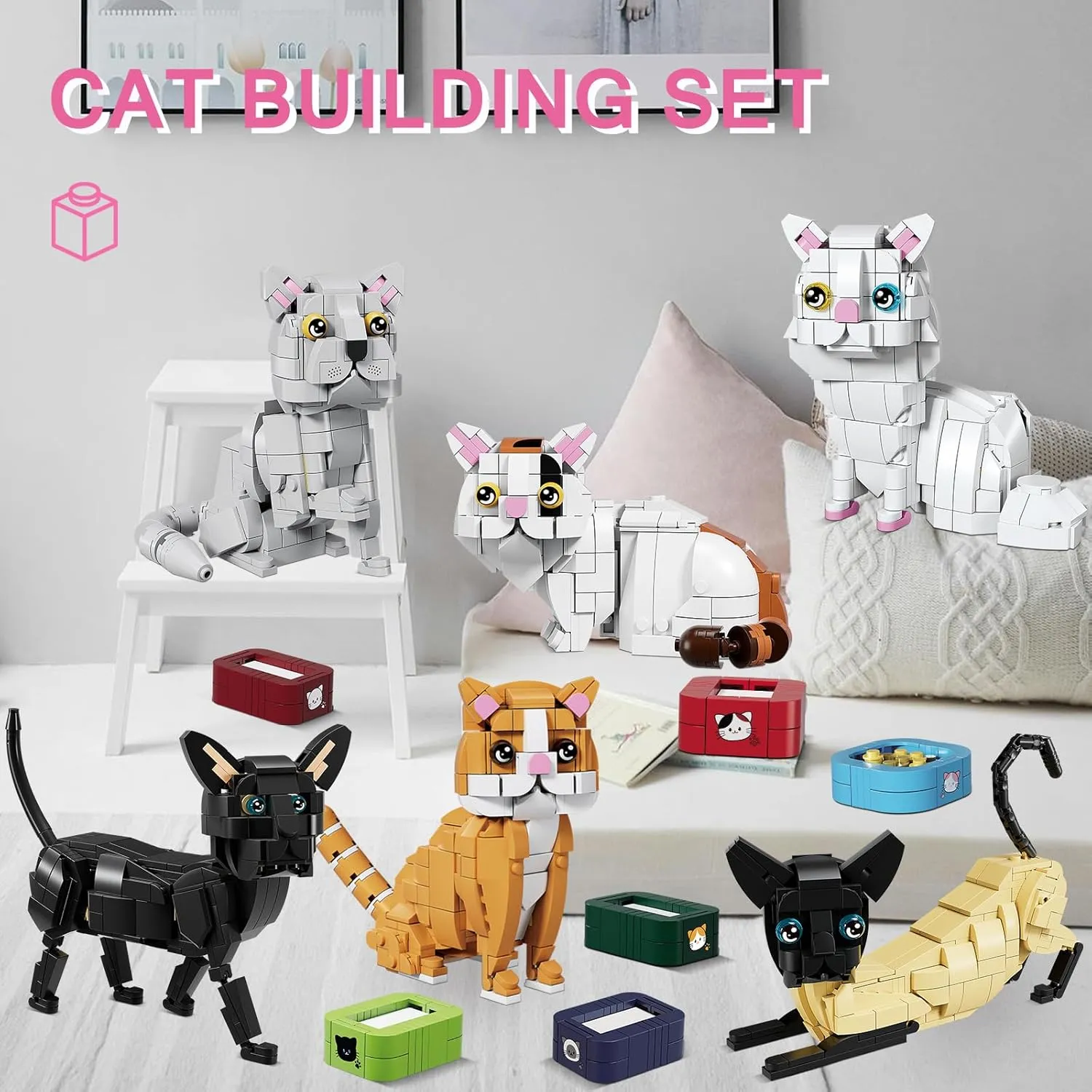 Creative Activity for Boys & Girls Age 8-12$ Black Cat Toys$ Christmas Party Favors KAZI enzyme Buildable Cat Toys Set - 
