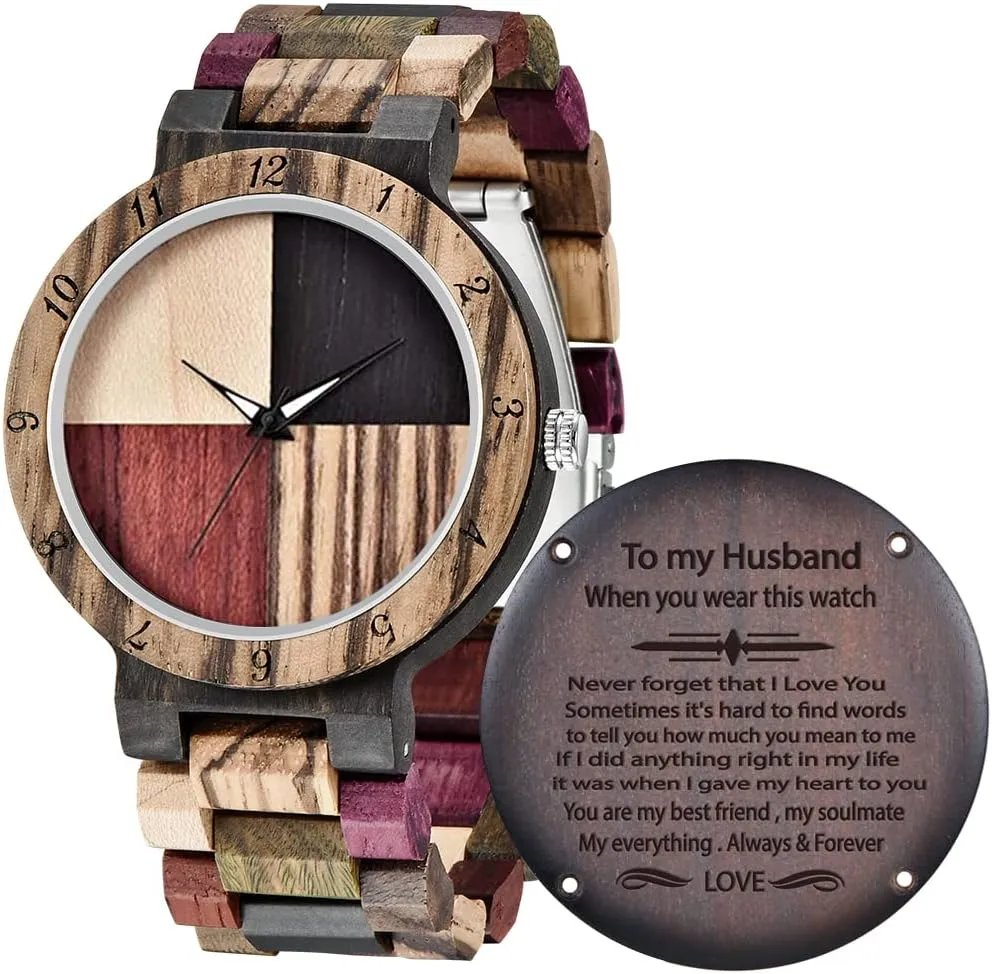 Creative Quartz Watch for bark Men Hand-Made Wooden Watches Inverted Geometric Wood Watch 