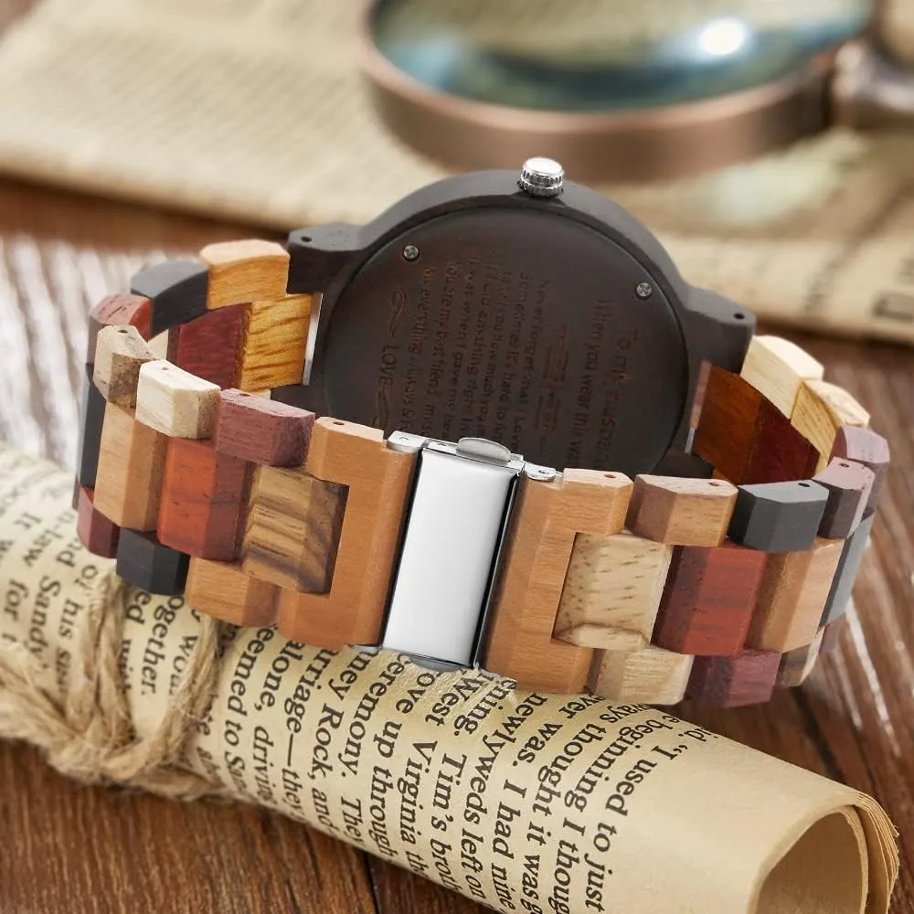 Creative Quartz Watch for bark Men Hand-Made Wooden Watches Inverted Geometric Wood Watch 