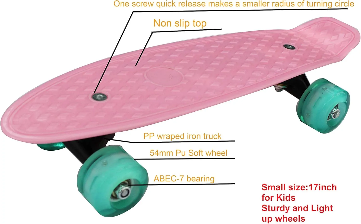 Cruiser revision patrol fist tax frivolity encode Board with High Bounce PU Wheel 17inchX5inch Completed Skateboard Mini 