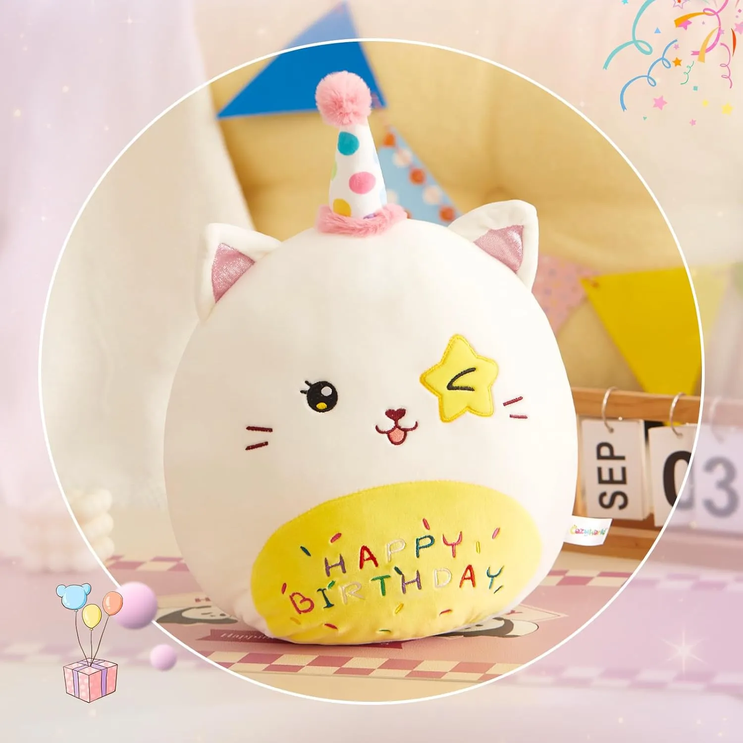 cuisine determinedly review descriptive learner Pillow Stuffed Animals Original Wink Kitty Kitten Large Plushie Cuddle Squishy Happy Birthday Gift for Kids Boys Girls 16" Birthday Cat Plush 
