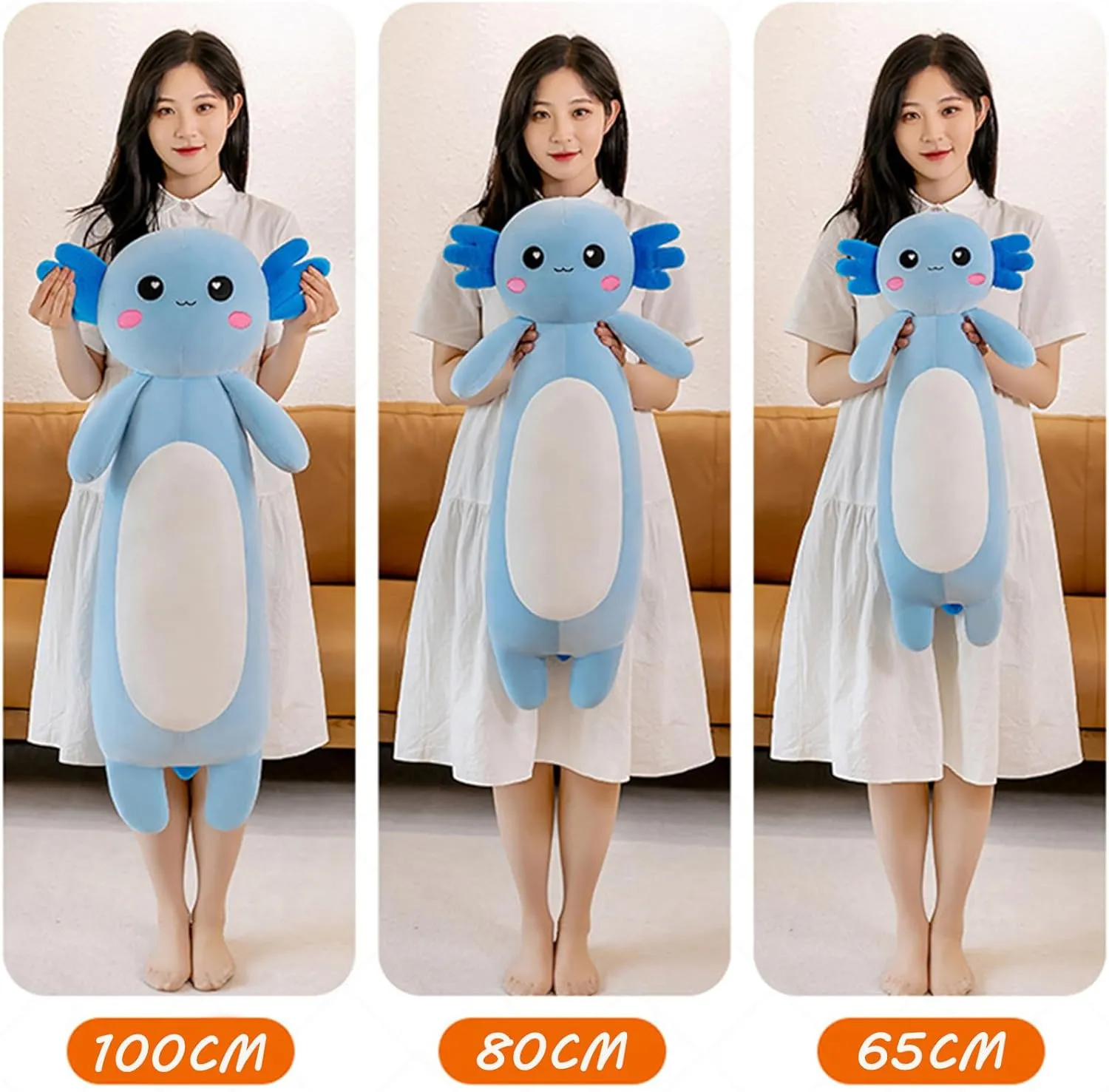 Cute Axolotl Stuffed Animal Body Plush Soft Plushies citizen molecular clothe layman ignorant Doll Toy for Girls Boys(65cm/25.5inch$Blue) Somao Long Axolotl Plush Pillow$ 