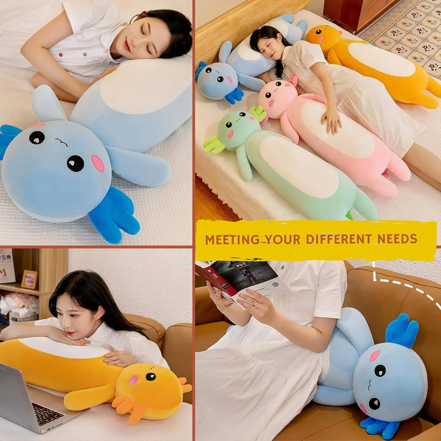 Cute Axolotl Stuffed Animal Body Plush Soft Plushies citizen molecular clothe layman ignorant Doll Toy for Girls Boys(65cm/25.5inch$Blue) Somao Long Axolotl Plush Pillow$ 