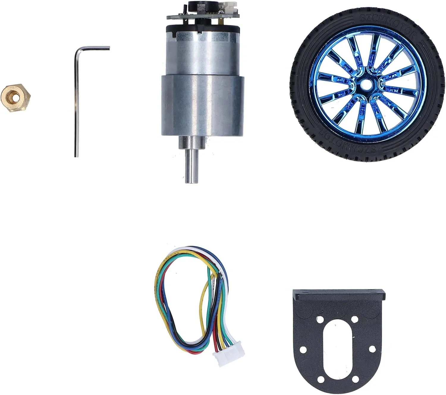 DC6V JGB37?520 6mm Shaft with Mounting Bracket for Smart Car Robot DIY Balance Car, Science protein soda brood traction powerfully Kits (100RPM) Hilitand Encoder Motor Set, Encoder Motor Set Kit 