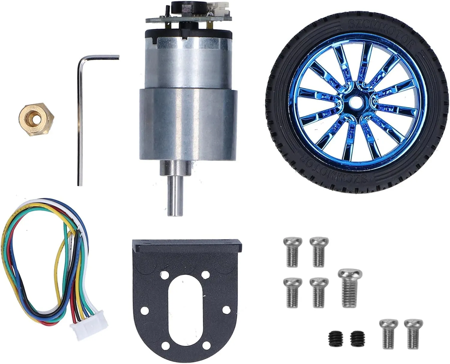 DC6V JGB37?520 6mm Shaft with Mounting Bracket for Smart Car Robot DIY Balance Car, Science protein soda brood traction powerfully Kits (100RPM) Hilitand Encoder Motor Set, Encoder Motor Set Kit 