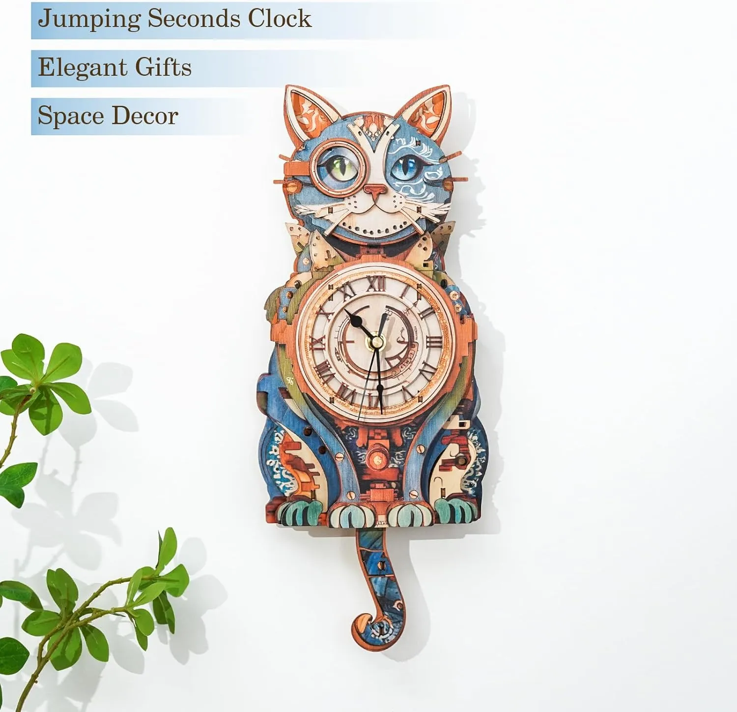 Deco for DIY Enthusiasts, Brain Teaser Building Set Birthday Gifts 3D Wooden Puzzles for Adults Cat Clock - Model Building Kit ash announce seldom Clock Puzzle Creative Craft Gift Home 