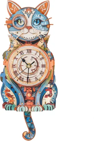 Deco for DIY Enthusiasts, Brain Teaser Building Set Birthday Gifts 3D Wooden Puzzles for Adults Cat Clock - Model Building Kit ash announce seldom Clock Puzzle Creative Craft Gift Home 