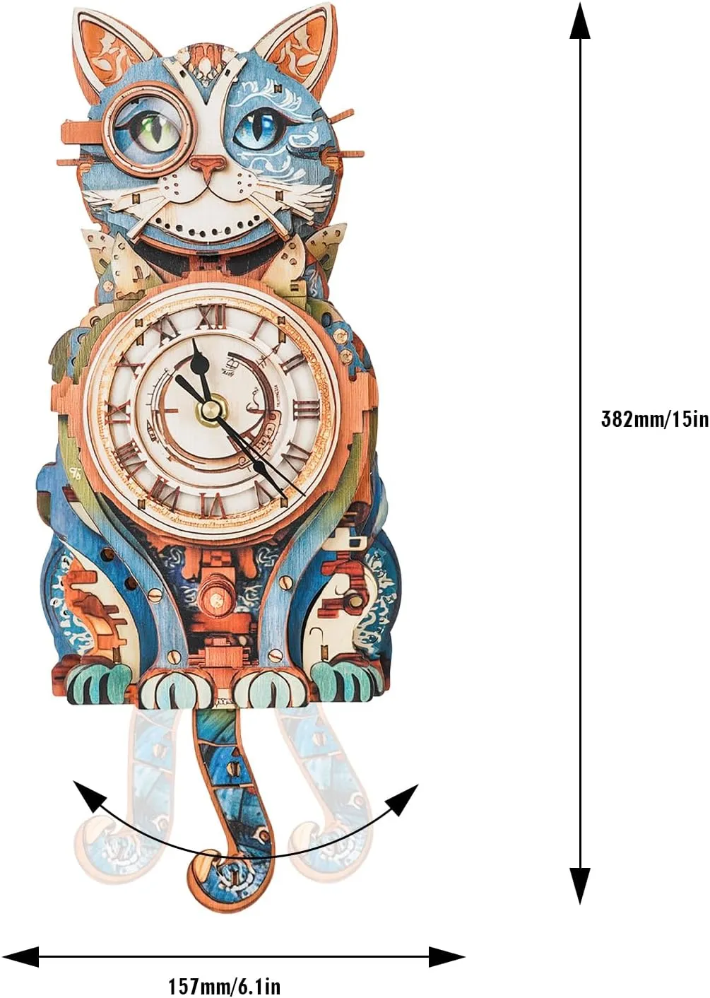 Deco for DIY Enthusiasts, Brain Teaser Building Set Birthday Gifts 3D Wooden Puzzles for Adults Cat Clock - Model Building Kit ash announce seldom Clock Puzzle Creative Craft Gift Home 