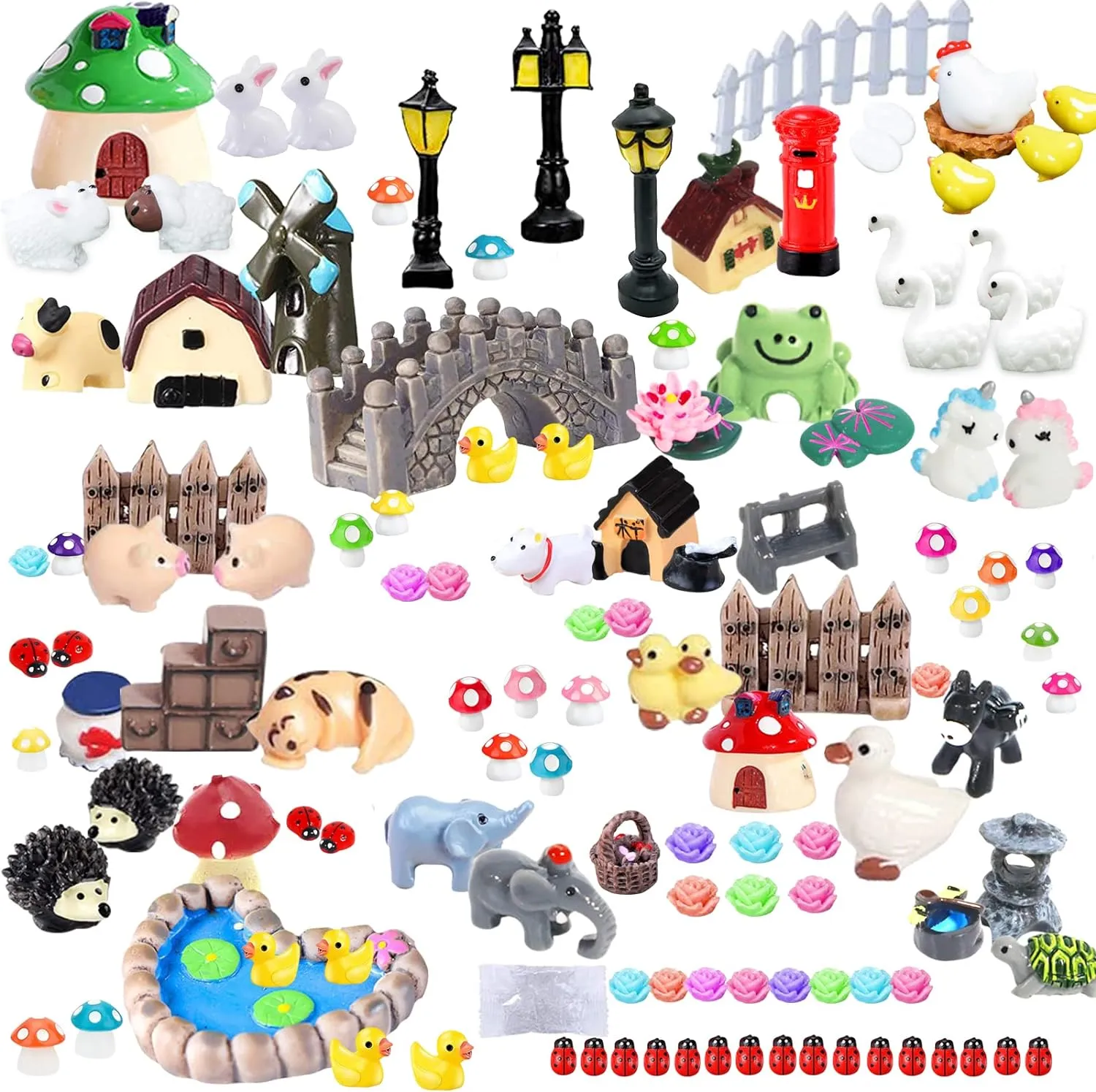 Decorations, Kit for Terrarium Supplies DIY Craft Decor 123 Pcs Fairy subsurface royal Garden Accessories Outdoor, Miniature Figurines, 