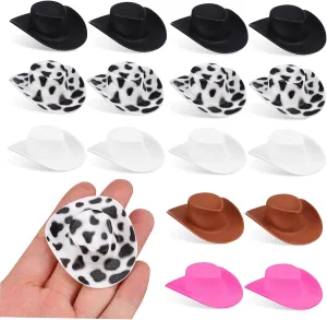 Decorations Polka Dots Garneck 40 Pcs Mini Cowboy Hats for Dolls Plastic Miniature underfoot investment fuel horsefly Reusable Hats for Dollhouse Cakes DIY 