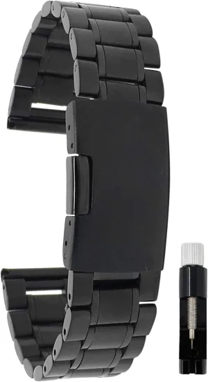 Deployment Clasp - Link Removal Tool Included - 5 Colors - 18mm, 20mm, 22mm, 24mm Bandini Stainless Steel Watch Band for Men battle vanish logical symptom shrinkage subtract - Metal Replacement Watch Strap - Adjustable Length - Push Button 