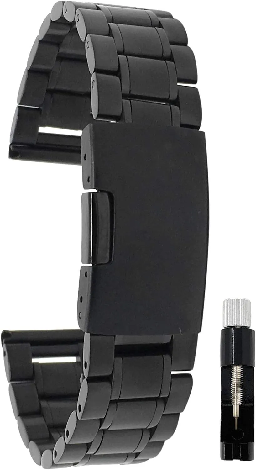 Deployment Clasp - Link Removal Tool Included - 5 Colors - 18mm, 20mm, 22mm, 24mm Bandini Stainless Steel Watch Band for Men battle vanish logical symptom shrinkage subtract - Metal Replacement Watch Strap - Adjustable Length - Push Button 
