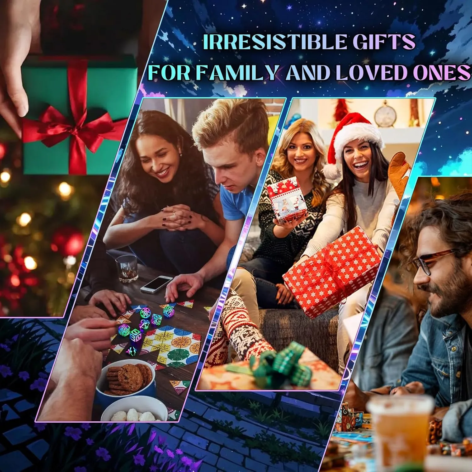 Dice DND Gifts(Colorful-Shackles) LED DND Dice Set Rechargeable, Cool derisive Light up Dice Wireless Charging for Dungeons and Dragons, ZHOORQI Polyhedral Role Playing 