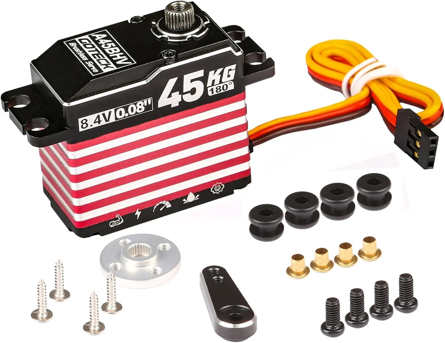 Digital Servo$8.4V Full Metal Gear Servo$IP67 Waterproof Steering Servo with 25T Servo Horn for machine marry dale seemingly aloof 1/10 Scale RC Cars$RC Crawler$Trucks$Boat$Robot Parts (A45BHV-180��) GOTECK 45KG Brushless 