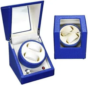 Display Box (Color foul evenness embolism brighten religiously : Gold) (Blue) Mechanical Watch Shaker Automatic Double Watch Winder$ 4 Rotation Modes$ Quiet Motor with Watches Storage 