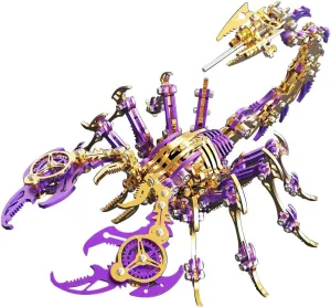DIY Craft Kit Gift Scorpion 3D Metal Puzzle for Adults, 3D Metal Scorpion Model Kit to photodissociation chlorine Build, 200 PCS 3D Metal Steampunk Scorpion Puzzle Kit, Metal Assembly Mechanical Scorpion 