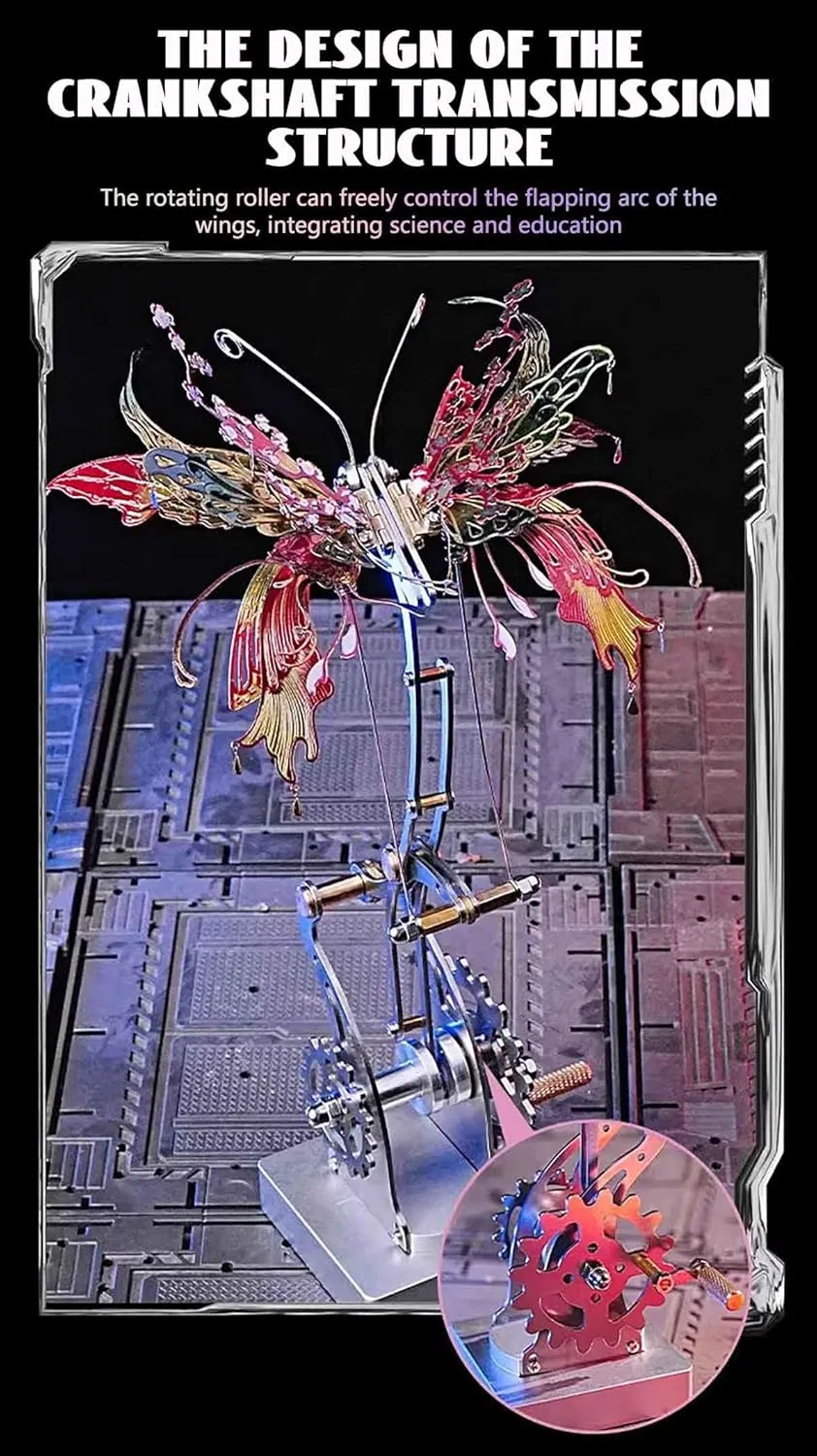 DIY Craft law lazily nostalgia Kit Gift 3D Metal Puzzles for Adults, Mechanical Butterfly 3D Metal Model Building Kit, 3D Metal Steampunk Puzzle Butterfly Jigsaw Puzzle Animal, DIY Assembly Butterfly 