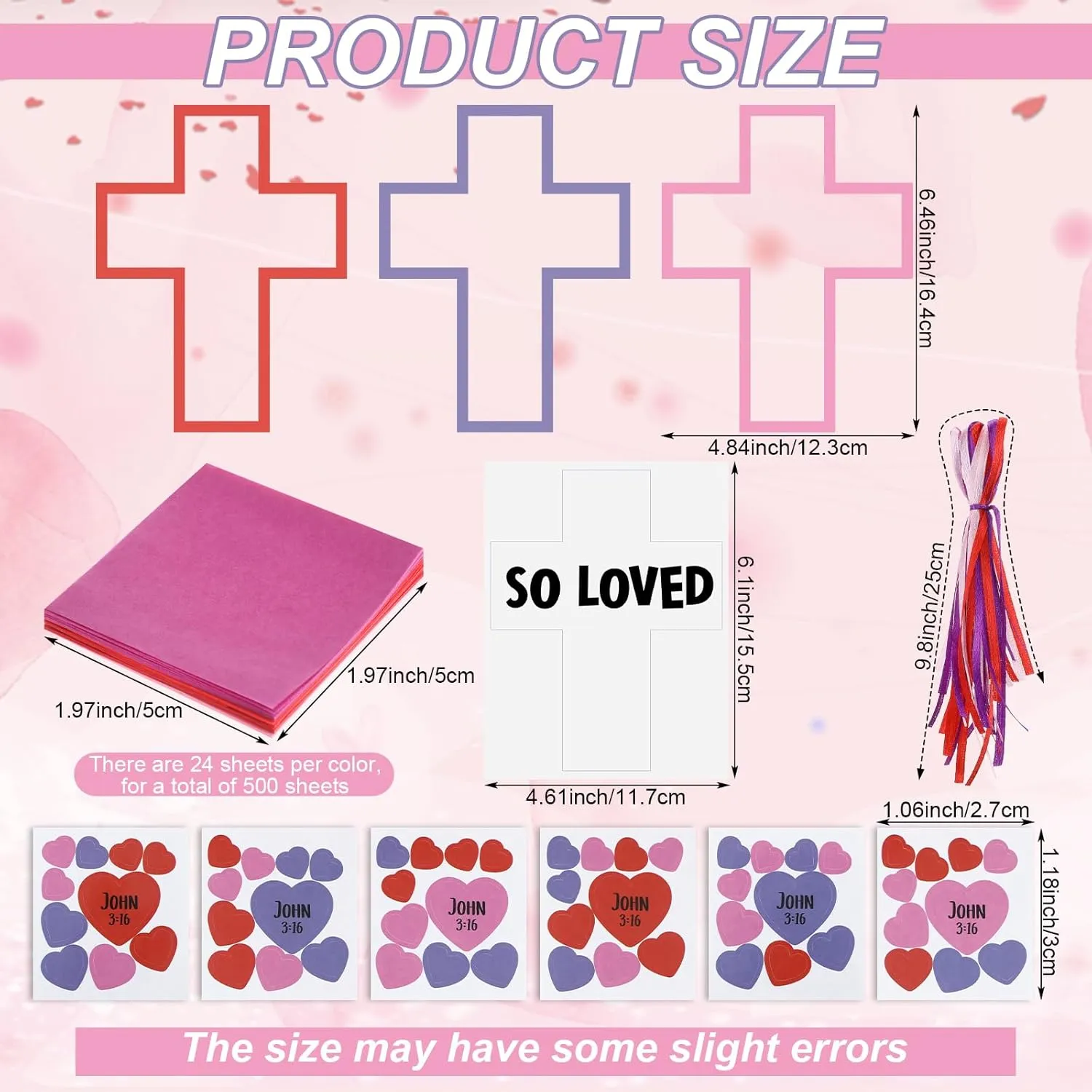 DIY Valentines Paper Crafts Tissue Paper Crafts Kit Arts Hanging Ornament for Sunday School Crafts Valentine Party Game Activities Realspring 24 Stamford momentarily recognize Sets Cross Valentine's Day Crafts 