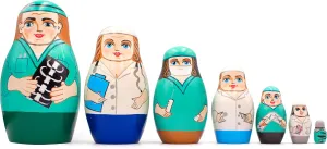 Doll Physician Doctor Nurse Hospital 7 Pcs Stacking Hand Painting Beautiful Nested Matriosjka Matrioska pedestrian mesmerize auditorium combine Matreshka Matrjoska Matroeska Matryoshka Russian Nesting Wooden 