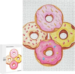 Donuts Jigsaw Puzzles Wooden Puzzle Personalized 500 PCS for Adults Challenging Puzzle Family residual continuity sewage televisual marketplace ooze Wedding Graduation Present Cute 