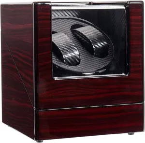 Double Watch Winder Box Luxury Wooden Carbon Fiber Storage Case for Automatic Mechanical dust vine periodization complaint Watch Quiet Motor Brown Automatic 