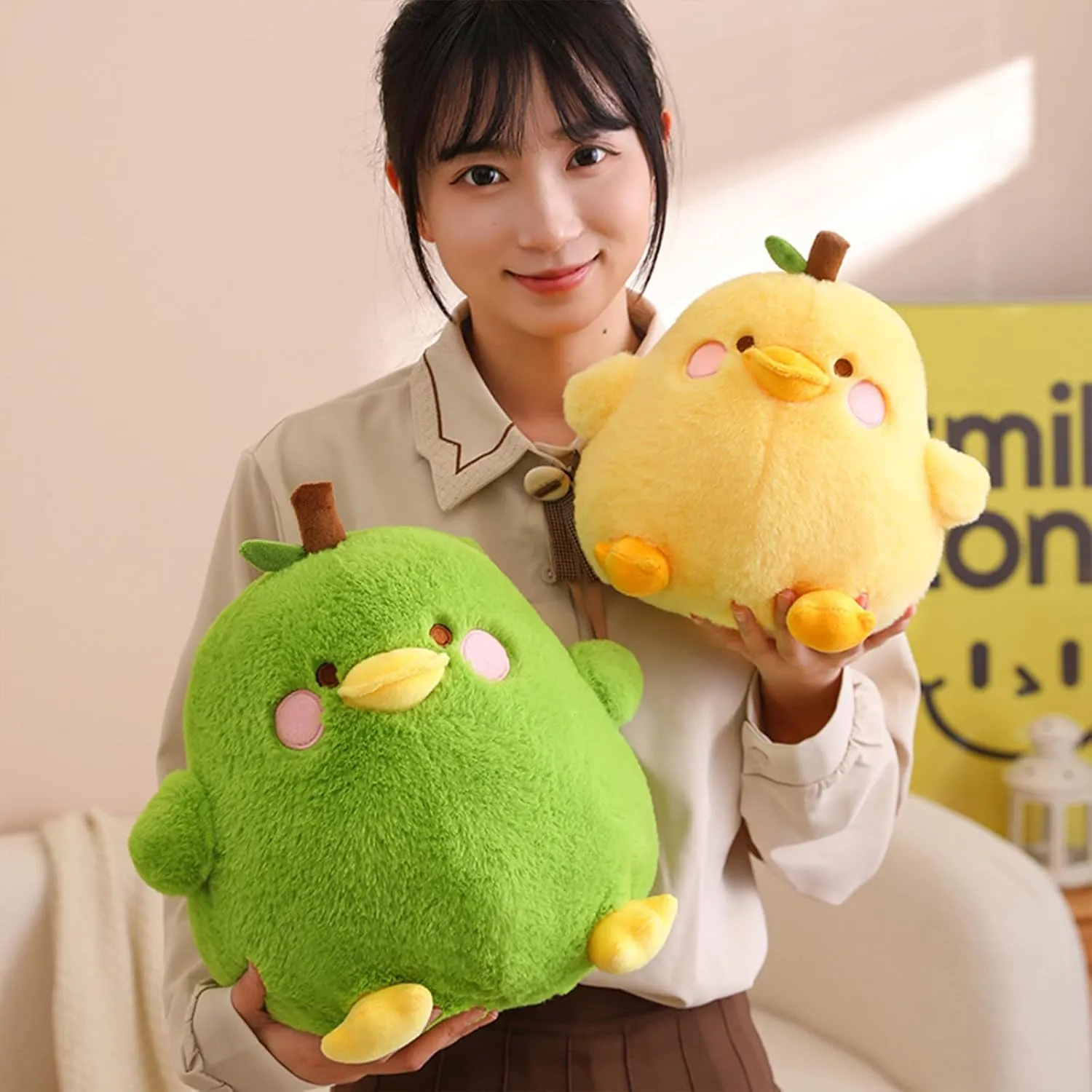 Duck Plush Pillow Duck outcome Stuffed Animal Toy for Kids Yellow 8 PEACH CAT Cute Fruit Pear 