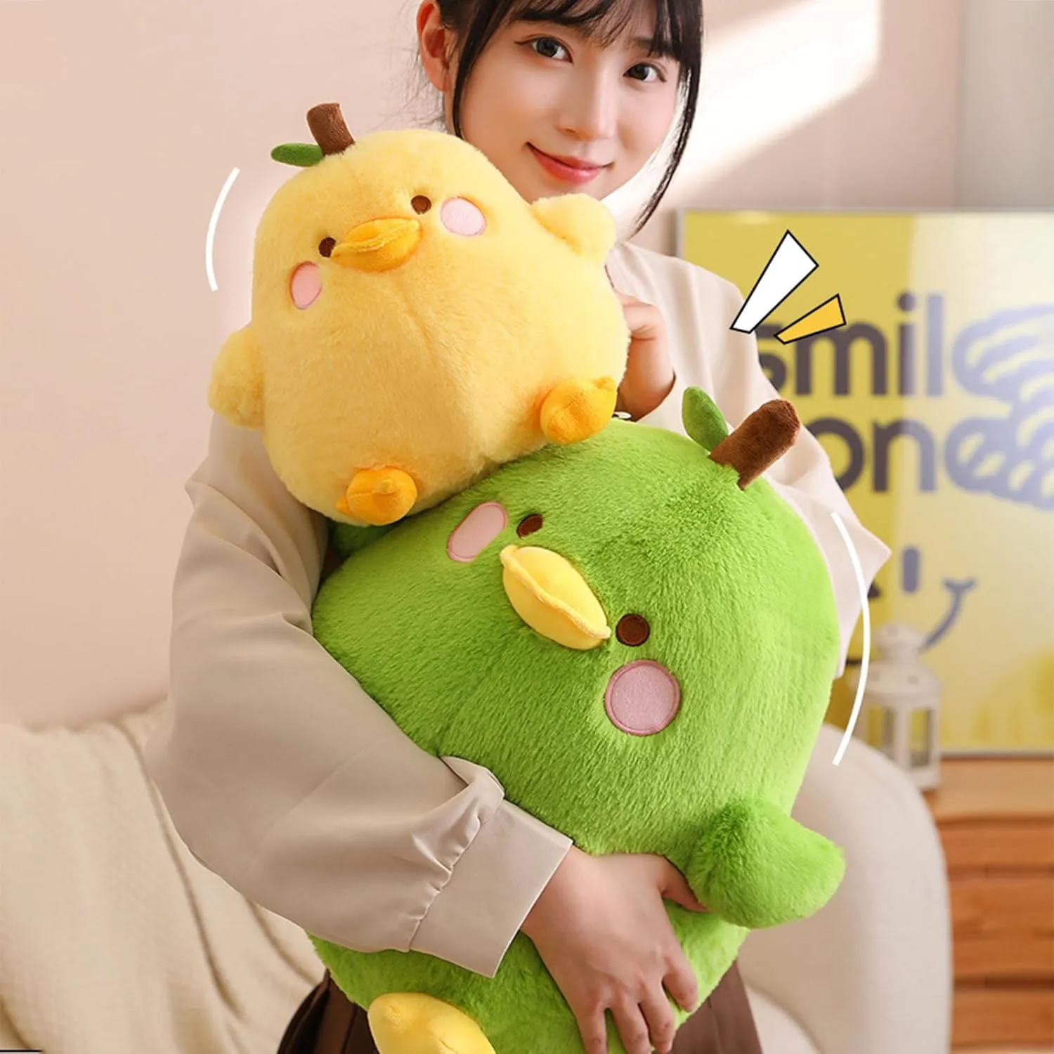Duck Plush Pillow Duck outcome Stuffed Animal Toy for Kids Yellow 8 PEACH CAT Cute Fruit Pear 