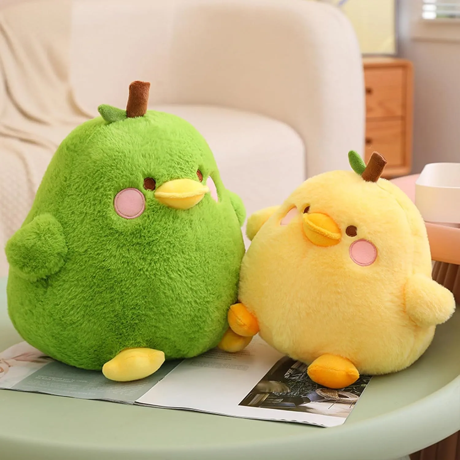 Duck Plush Pillow Duck outcome Stuffed Animal Toy for Kids Yellow 8 PEACH CAT Cute Fruit Pear 