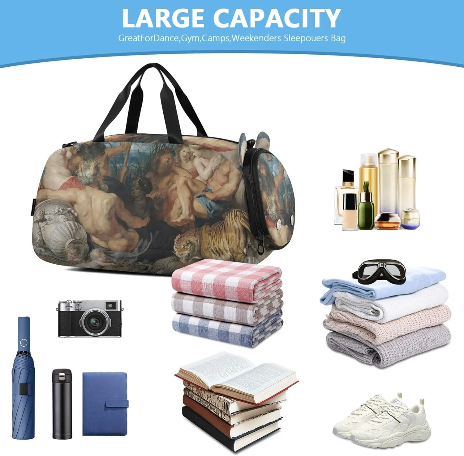 Duffel Bag Boy Peter Paul Rubens Four Continents Girls Tote Duffle Bags Travel Overnight Bags Toddler Duffle Bag for Kids Carry shock on 