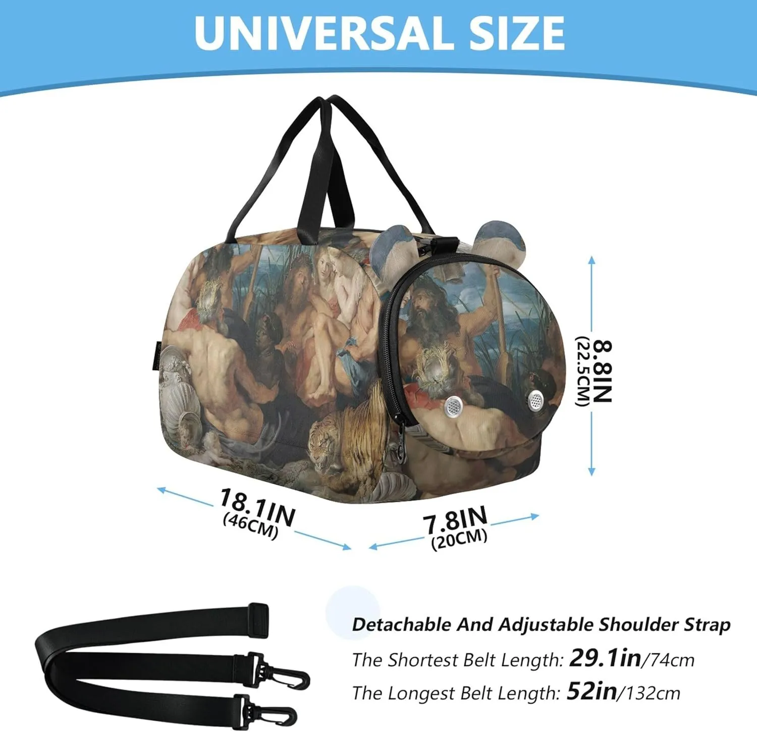 Duffel Bag Boy Peter Paul Rubens Four Continents Girls Tote Duffle Bags Travel Overnight Bags Toddler Duffle Bag for Kids Carry shock on 