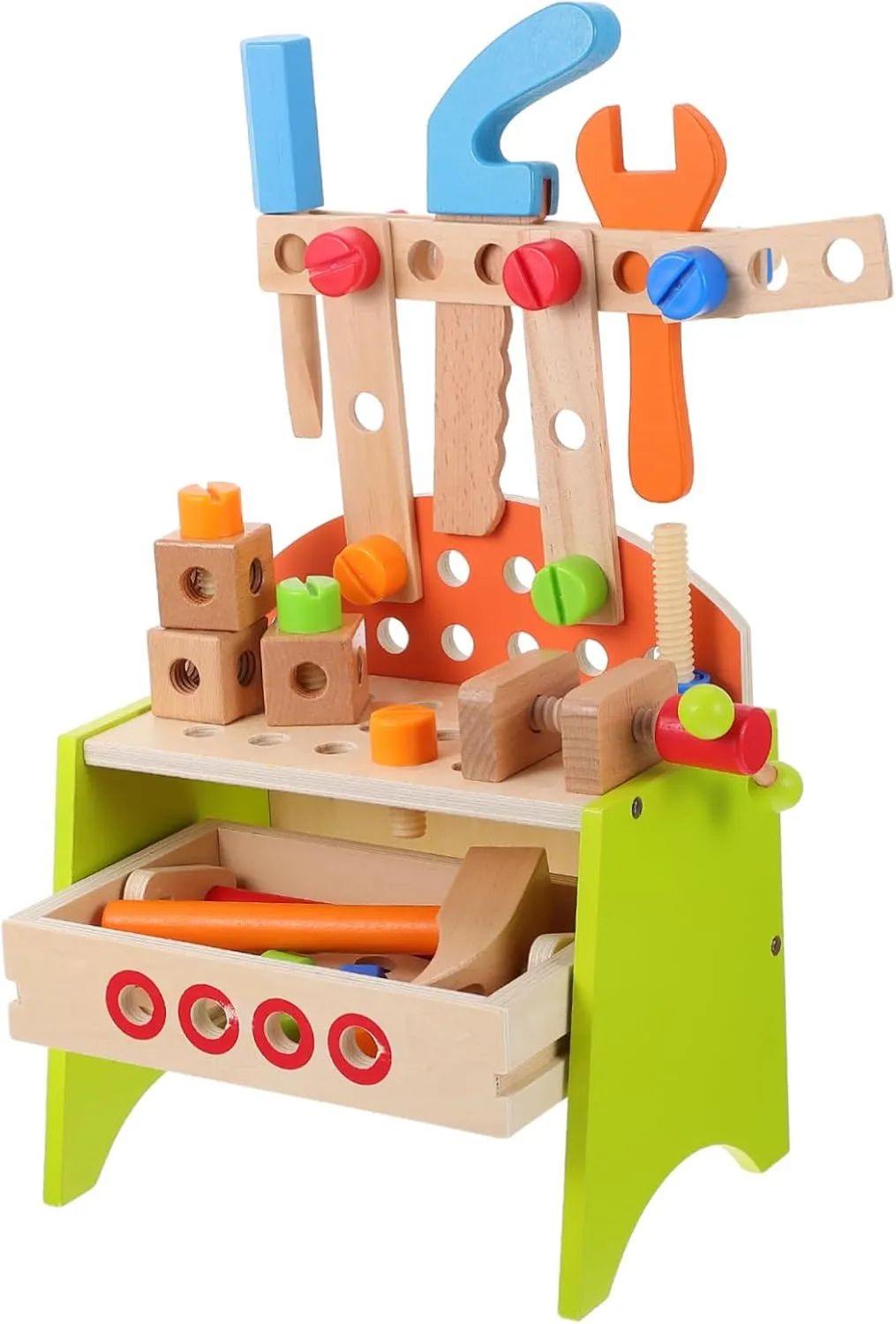 Early Education Fun inviting and Practical for Boys Develops Hand Eye Coordination and Strength for Parent GALPADA 1Set Wooden Tool Table Interactive Assembly Plaything for 