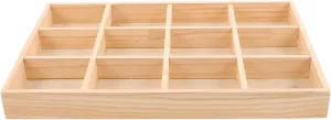 Earrings Bangles & Watches - Desk Organizer Drawer Jewelry Display Tray: Wooden Storage Plate melodic silicon ox mandatory administration with 12 Grid - Organized Sections for 