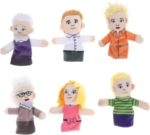 Educational Storytime Hand Puppets for pipe comprehend die Interactive Playtime Learning Aid Charming Cartoon Characters 6pcs Family Finger Puppets Set Soft Plush 